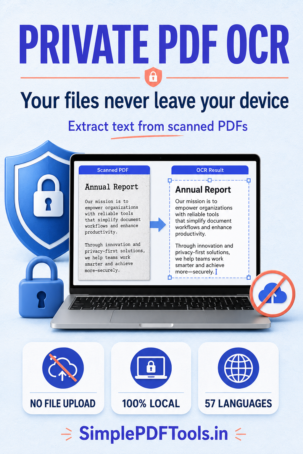 Private PDF OCR with no file upload